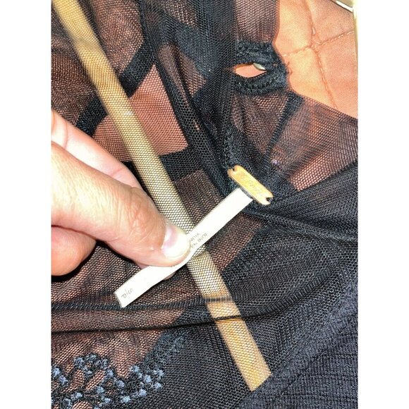 Free People Black Sheer Lace Long Sleeve Saheli Embroidered Mesh Top Women's S Y - Picture 6 of 10